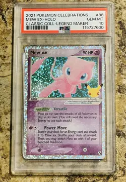 2021 Pokemon Celebrations Classic Coll. Legend Maker #88 Mew ex Holo PSA 10 - Image 1