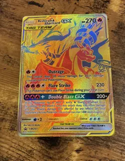 Tag Team Reshiram & Charizard GX SM247 Holo Card NM - Image 2