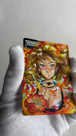 Hand Painted Altered MTG Card,Forest,Anime Girl,waifu [Excellent] FromJapan #s5 - Image 2