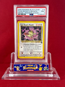 2000 Black Star Promo Pokemon League TEAM ROCKET'S MEOWTH Card #18 PSA 9 - Image 1