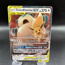 Eevee & Snorlax GX 120/181 Tag Team Holo, NM Beautiful Card Rare - Image 1