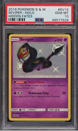 2019 Pokemon Sun & Moon Hidden Fates Shiny Seviper #SV15 PSA 10 GEM MINT - Image 1