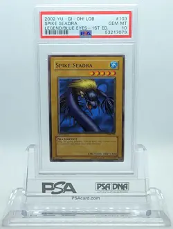 YUGIOH LEGEND BLUE EYES 1ST ED LOB-103 SPIKE SEADRA PSA 10 GEM MINT #53217079 - Image 1