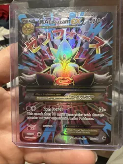 Pokemon Mega M Alakazam EX Full Art Holo Card-118/124-XY Fates Collide “Played” - Image 1