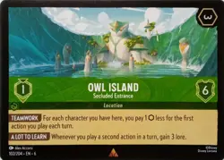 102/204 OWL ISLAND SECLUDED ENTRANCE AZURITE SEA RARE DISNEY LORCANA CARD - Image 1