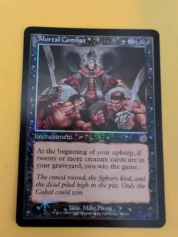 Mortal Combat. Rare Enchantment MTG Card. Vintage shooting star Foil. Torment. - Image 2