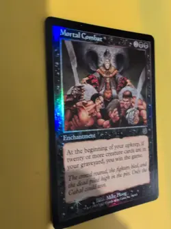 Mortal Combat. Rare Enchantment MTG Card. Vintage shooting star Foil. Torment. - Image 4