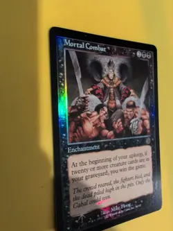 Mortal Combat. Rare Enchantment MTG Card. Vintage shooting star Foil. Torment. - Image 5