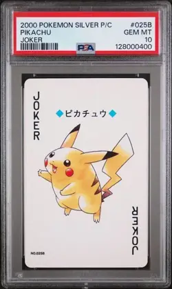 PSA 10 GEM MINT 2000 POKEMON SILVER VERSION PLAYING CARDS #025B PIKACHU JOKER - Image 1