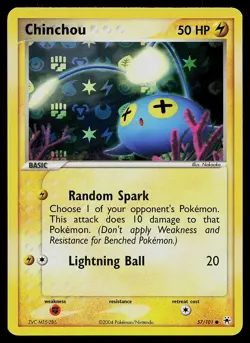 Pokemon Card - Chinchou Hidden Legends 57/101 Common Reverse Holo - Image 1