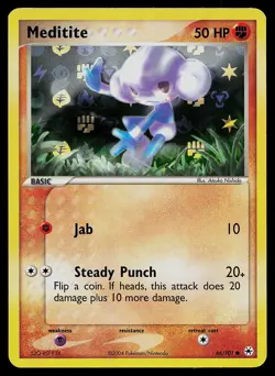 Pokemon Card - Meditite Hidden Legends 66/101 Common Reverse Holo - Image 1