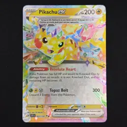 Pokemon TCG Card Pikachu ex 057/191 Sv08: Surging Sparks Double Rare Holo - NM - Image 1