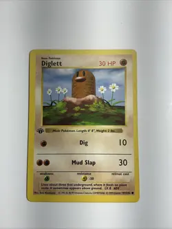 Diglett 047/102 Base Set (Shadowless) Regular 1st Edition Rare Pokemon TCG Card - Image 1