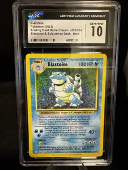 Blastoise 003/034 Trading Card Game Classic Holo CGC GEM MINT 10 - Image 1