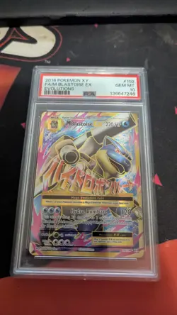 2016 POKEMON XY EVOLUTIONS #102 FULL ART/M BLASTOISE EX PSA 10 - Image 1