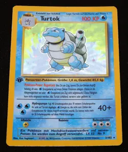 1999 Pokemon Base Set # 2/102 Turtok 1. Edition Holo EXC - NM Blastoise Deutsch - Image 5