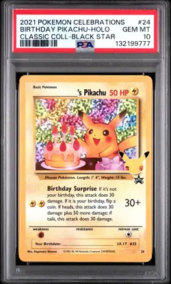 PSA 10 BIRTHDAY PIKACHU 24 CELEBRATIONS CLASSIC COLLECTION POKEMON ?? - Image 1