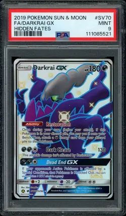 Pokemon PSA 9 Darkrai GX SV70/SV94 Sun & Moon Hidden Fates Shiny Vault Near Mint - Image 1