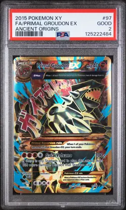 PSA 2 2015 POKEMON XY ANCIENT ORIGINS #97 FULL ART PRIMAL GROUDON EX - Image 1