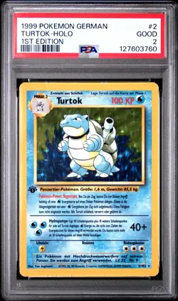 1999 POKEMON GERMAN 1ST ED #2 TURTOK-HOLO PSA 2 - Image 1