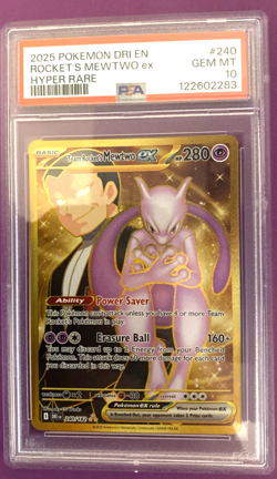 2025 Pokemon Destined Rivals Team Rockets Mewtwo ex Hyper 240/182 PSA 10 - Image 1