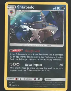 Sharpedo 82/149 Holo Rare Pokemon SM Base Set Near Mint or Better - Image 1