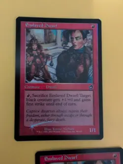 Enslaved Dwarf x2 MTG 2 Card. Old Vintage shooting star Foil. Torment. - Image 5