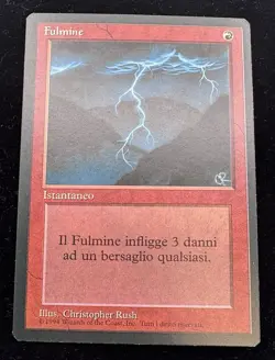 MTG Lightning Bolt Fulmine Italian Black Border Revised 1994 Magic The Gathering - Image 2