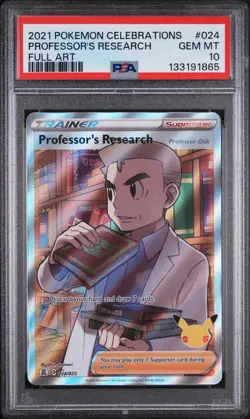 PSA 10 GEM MINT 2021 Pokemon Celebrations 024 Full Art Professor’s Research ???? - Image 1