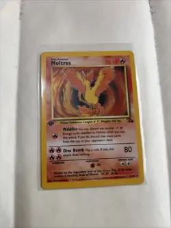 Moltres Holo Rare Card 12/62 Fossil 1st Edition - Pokemon TCG - Image 2