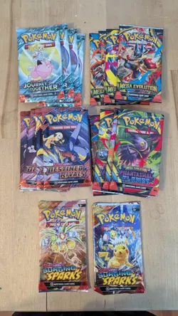 18 Pokemon TCG Sealed Booster Packs, Lot Assorted sets - Image 1