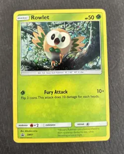 Pokemon TCG Rowlet Holo Rare SM01 - Image 1