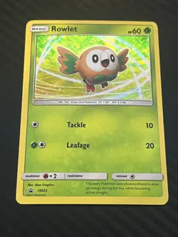 Pokemon TCG Rowlet Holo Rare Promos SM22 2017 Lightly Played - Image 1