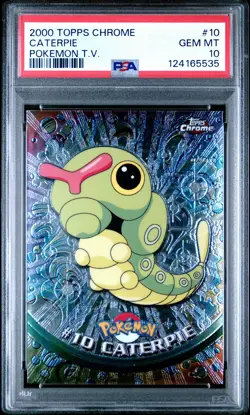 2000 TOPPS CHROME POKEMON T.V. #10 CATERPIE PSA 10 - Image 1