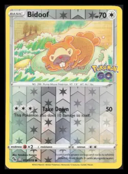 Bidoof (Peelable Ditto) Common Pokemon GO 059/078 NM - Image 1