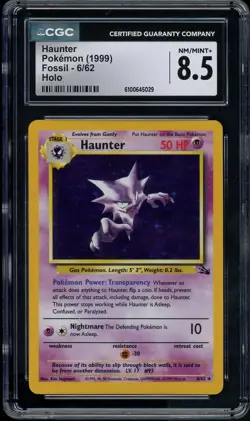 CGC 8.5 Haunter 1999 Fossil 6/62 Holo Pokemon Card - Image 1