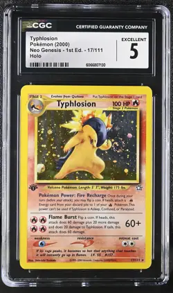 CGC 5 Typhlosion 2000 Neo Genesis 1st Edition 17/111 Holo Pokemon Card - Image 1
