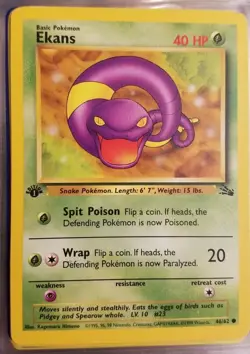 Pokemon Card Ekans 46/62 Fossil 1ST EDITION - Good Condition - Image 1