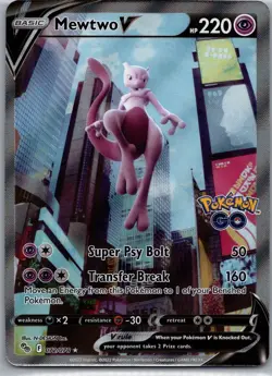 Pokemon TCG Mewtwo v Full Art Alternate Art Rare Holo Card 072/078 Pokemon Go - Image 1