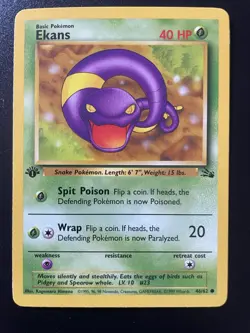 Pokemon TCG Cards Ekans Fossil 46/62 Common 1st Edition Common LP - Image 1
