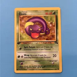 1st Edition Ekans 46/62 Regular Fossil Pokemon Card LP - Image 1