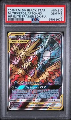 Hidden Fates ETB Promo Pokemon Card Moltres & Zapdos & Articuno SM210 PSA 10 - Image 1