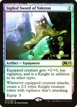 MTG - Sigiled Sword of Valeron - Foil Promo - M19 - Magic the Gathering - Image 1