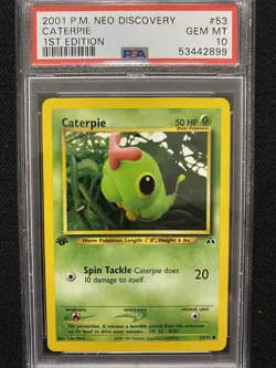 2001 Pokemon Neo Discovery 1st Edition Caterpie 53/75 PSA 10 Gem Mint - Image 1