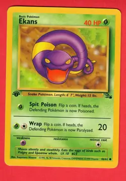 Pokemon TCG Ekans Fossil 46 Regular 1st Edition Common - Image 1