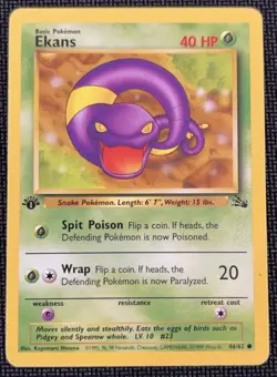 Ekans #46/62 Pokemon Fossil 1st Edition 1999 Common - Image 1