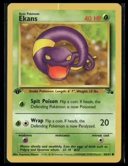 Pokemon Fossil #46/62 Ekans Common 1st Edition CREASE - Image 1
