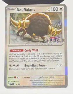 POKEMON TCG BOUFFALANT SVP136 BLACK STAR PROMO STELL CROWN MINT PACK TO SLEEVE ! - Image 1