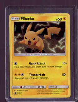 2019 Pokemon Pikachu Sun Moon Promo SM227 Holo Promo (Damage on Top Edge) - Image 1