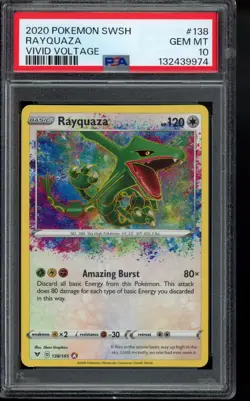 PSA 10 Rayquaza 138/185 Swsh04: Vivid Voltage Holo Pokemon - Image 1